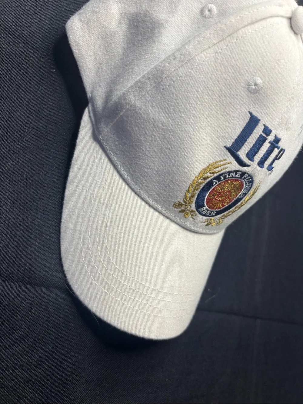 Miller Lite White Logo Baseball SnapBack Hat